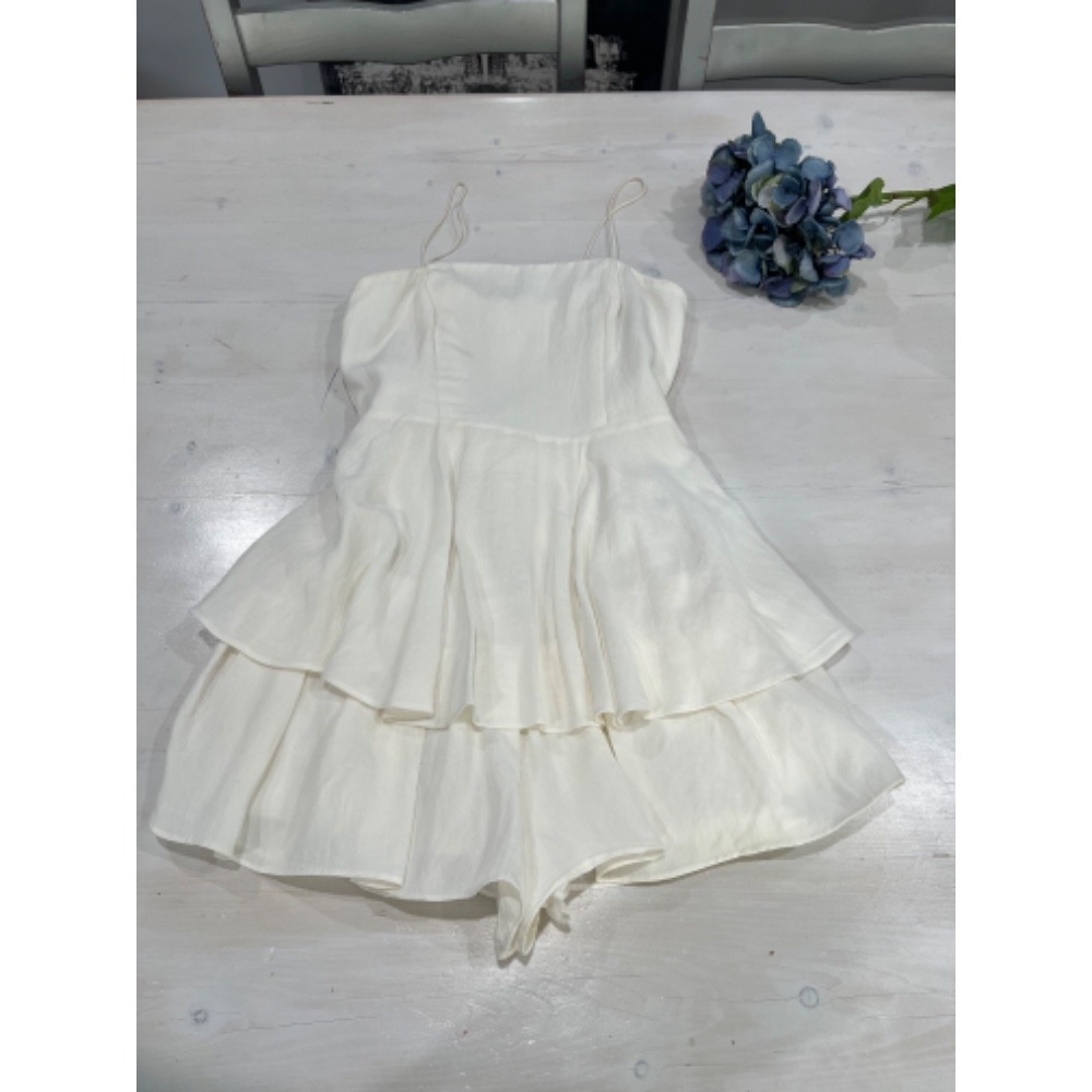 DO+BE White Ruffle Mini jumper romper Smocked Size S